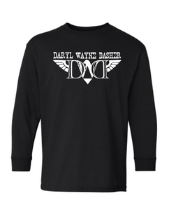 Youth Long-Sleeved Black Shirt w/ DWD Logo in White